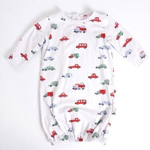 Stitchy Fish Car Truck Taxi Graphic Print Infant Gown White Baby Newborn 0-3m